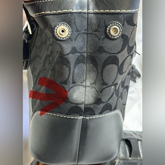 Coach Authentic Preowned. Black Signature Jacquard & Black Leather Satchel Bag. - Picture 8 of 15